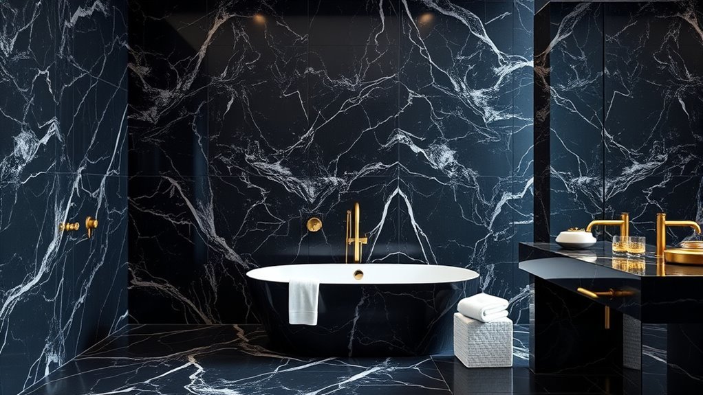 elegant black marble bathrooms