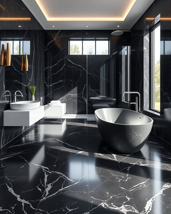 elegant black marble flooring
