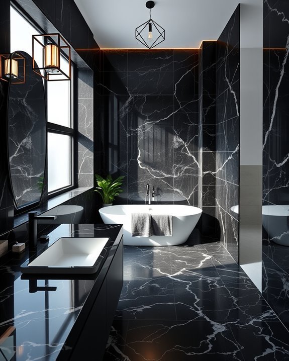 elegant black marble lighting