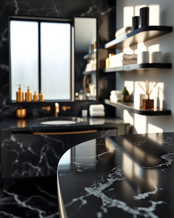 elegant black marble shelving