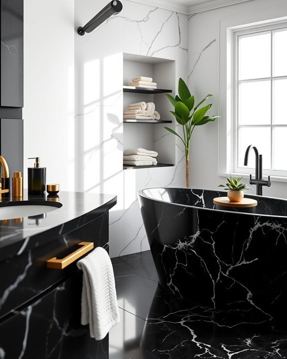 elegant black marble storage