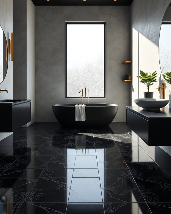 elegant black mosaic floors