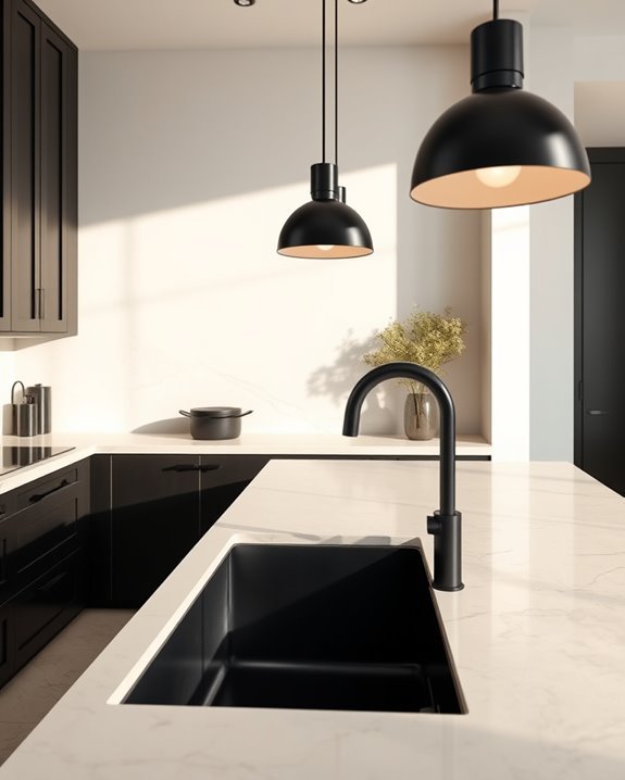elegant black pendants contrast cream