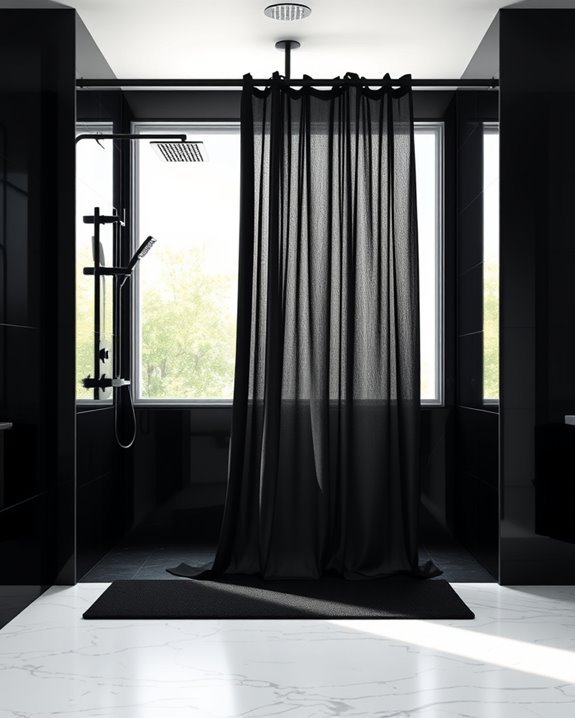 elegant black shower curtains