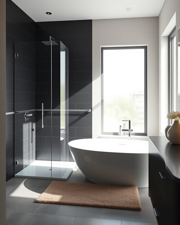 elegant black shower tub