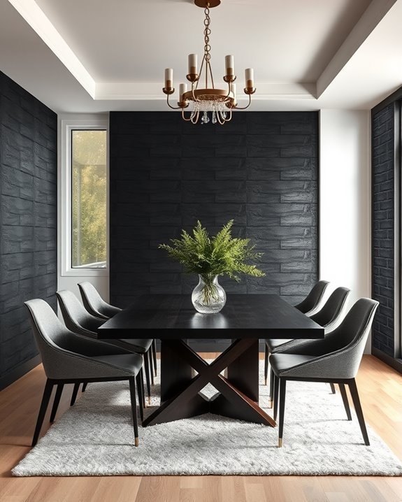 elegant black textured walls