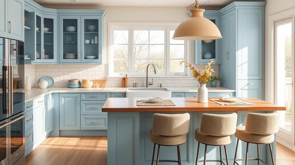elegant blue and cream kitchens