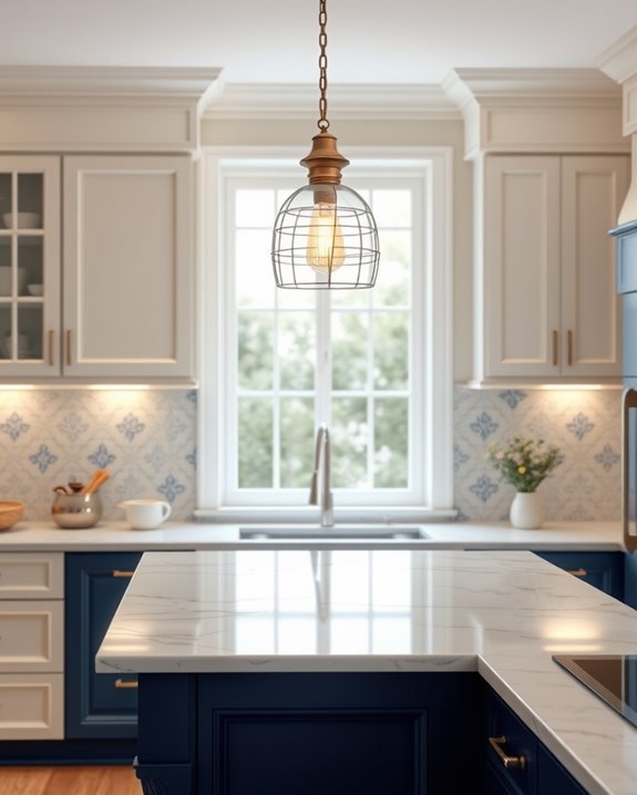 elegant blue and cream lighting