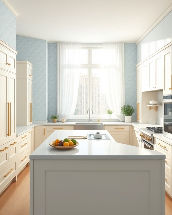 elegant blue and cream walls