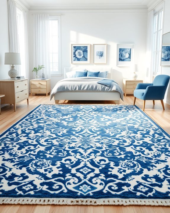 elegant blue and white rugs