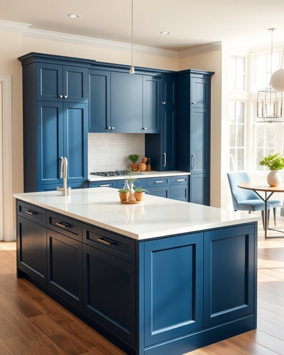 elegant blue cream kitchen