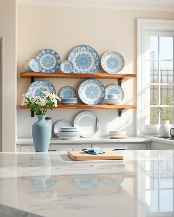 elegant blue cream plates