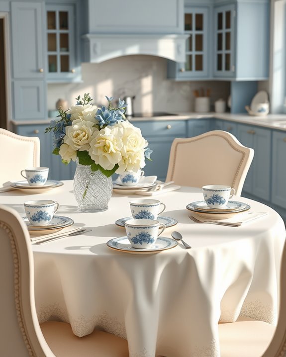 elegant blue cream settings