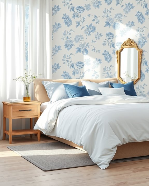 elegant blue floral wallpaper