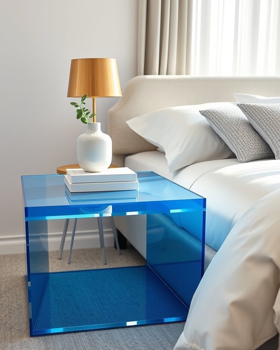 elegant blue glass table