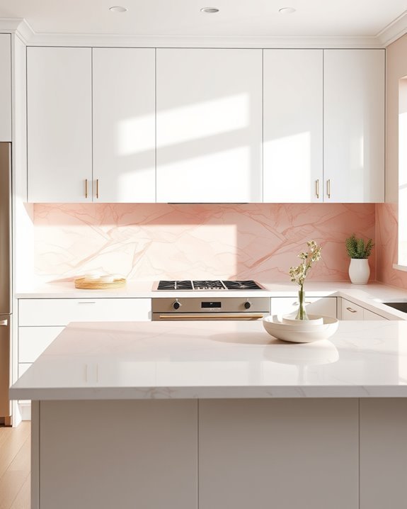elegant blush pink backsplash
