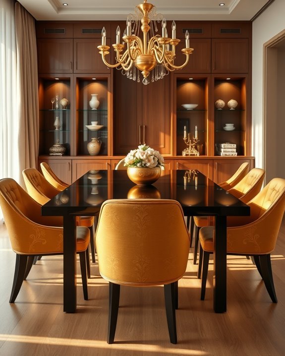 elegant brown gold dining sets