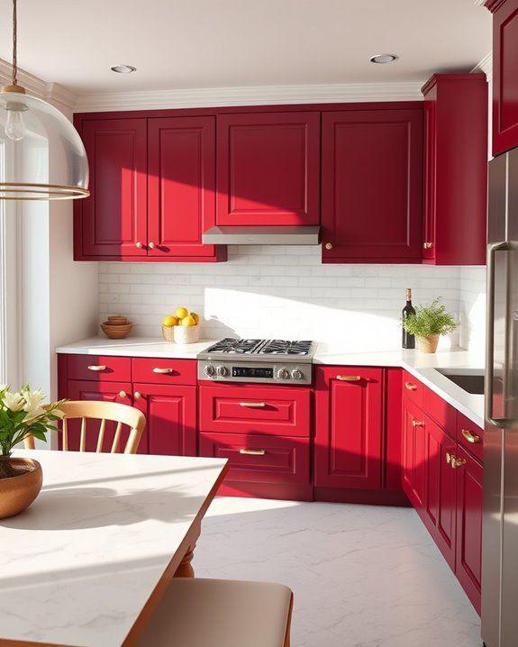 elegant burgundy kitchen ambiance