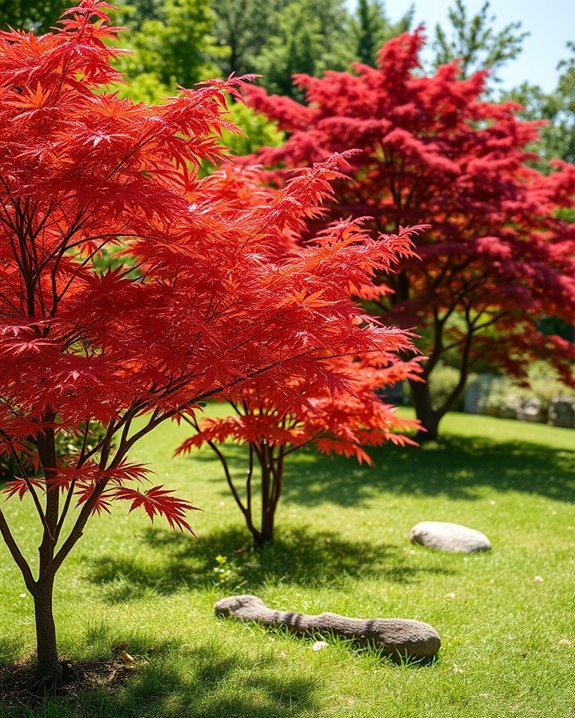 elegant colorful garden trees