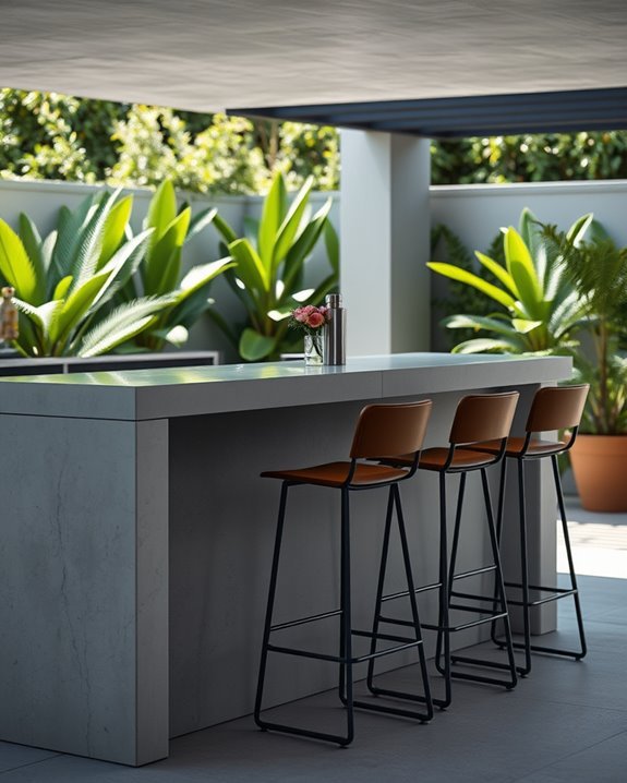 elegant concrete bar setup
