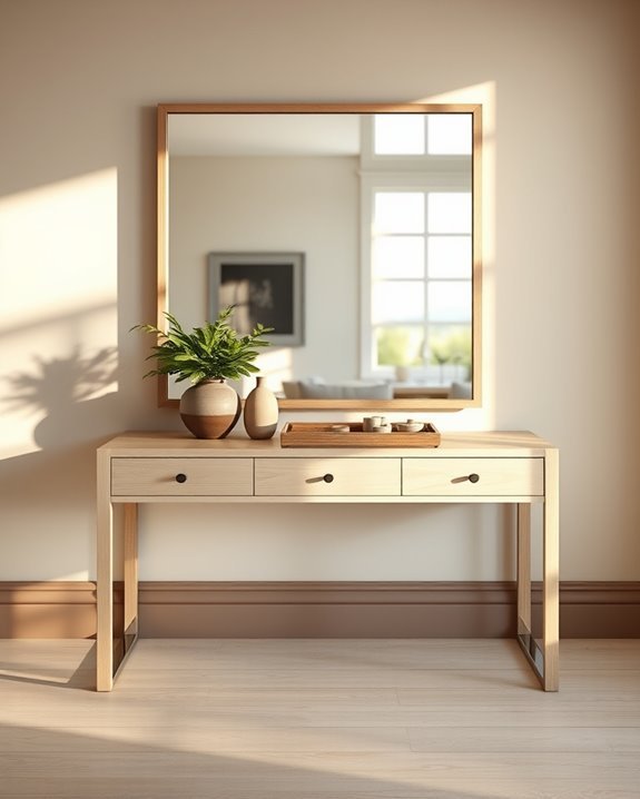 elegant console table reflection