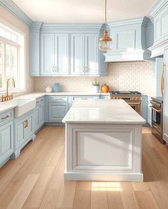 elegant cream and blue kitchen
