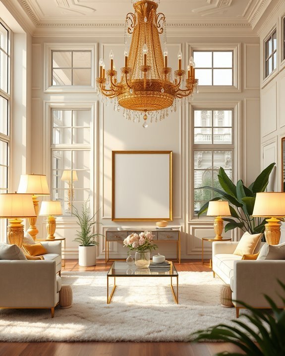 elegant cream and gold fixtures