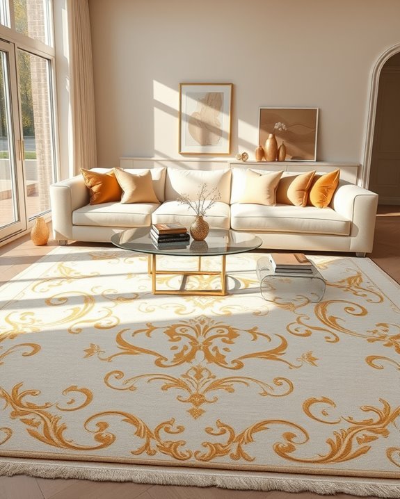 elegant cream and gold rugs