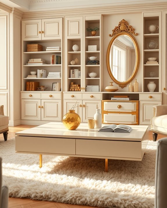 elegant cream and gold storage