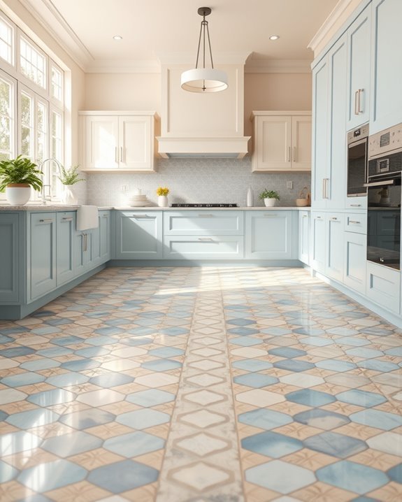 elegant cream blue flooring