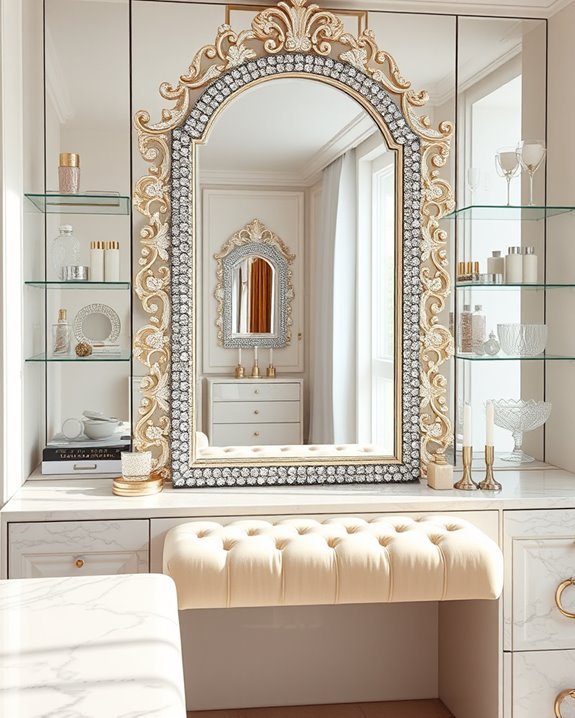 elegant crystal mirror decor