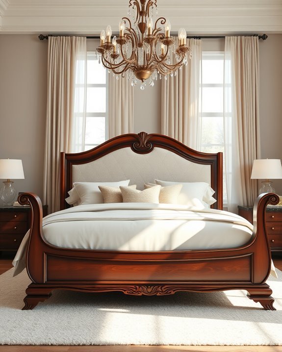 elegant curved sleigh beds