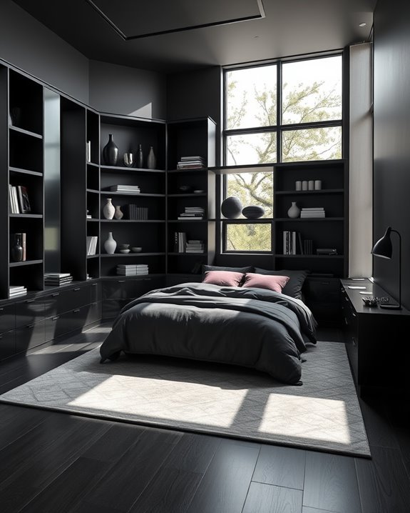 elegant custom black shelving
