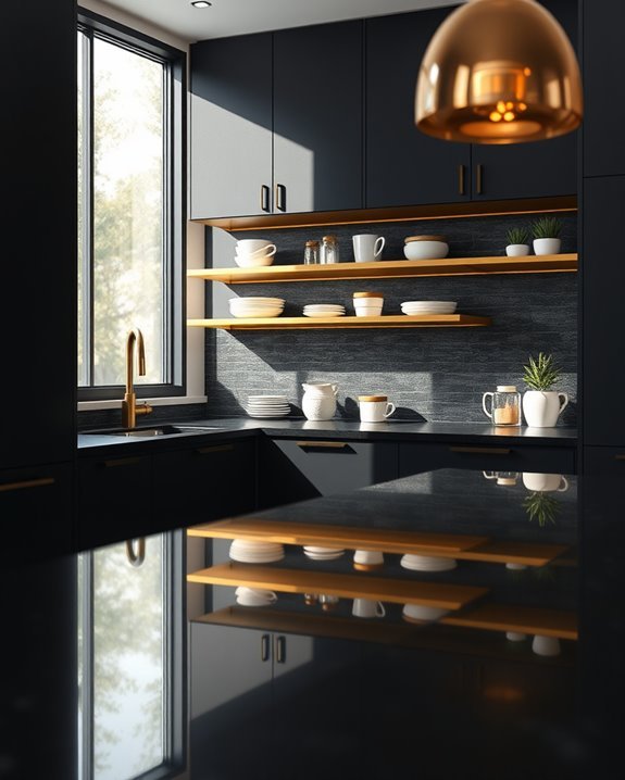 elegant custom gold shelving