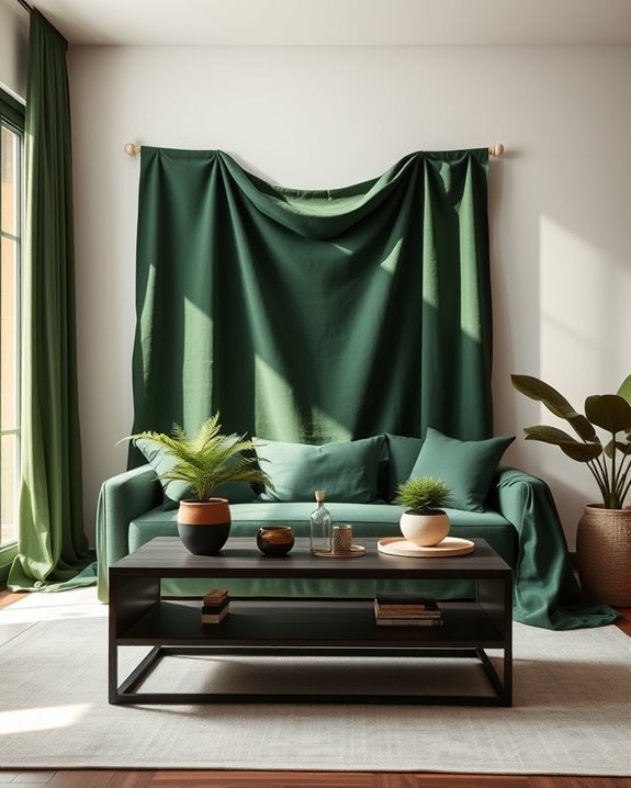 elegant dark green hangings