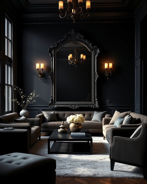 elegant dark mirror accents