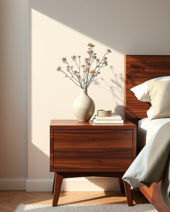 elegant dark wood bedside