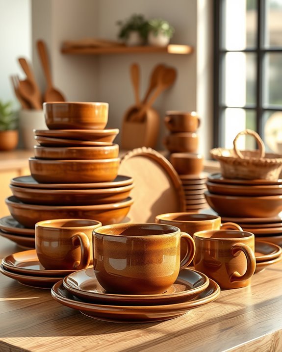 elegant earthy ceramic dishware