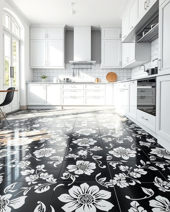elegant floral tile flooring