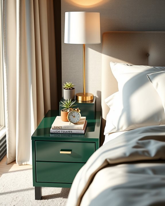 elegant forest green nightstand