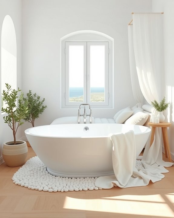 elegant freestanding bathtub placement
