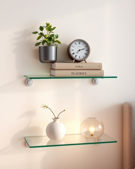 elegant glass shelf decor