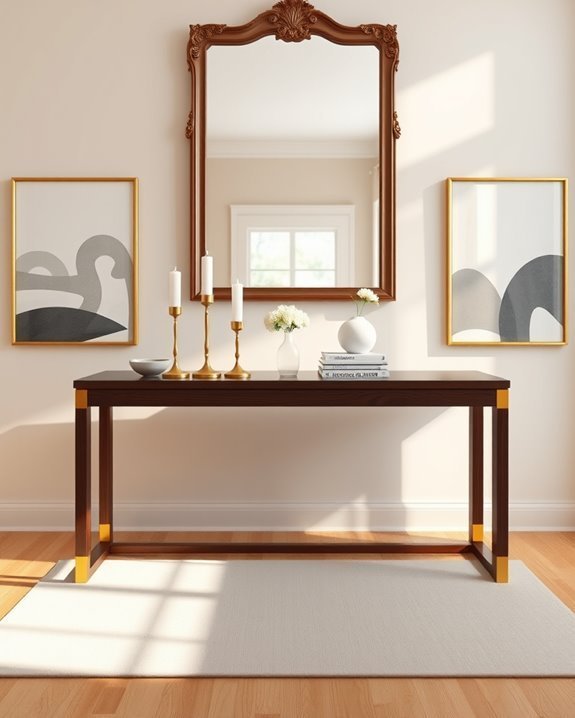 elegant gold accented console table