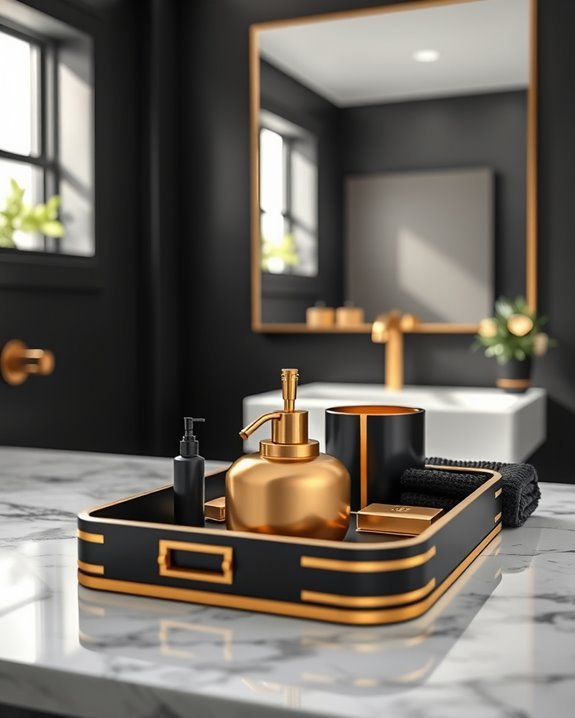 elegant gold and black trays
