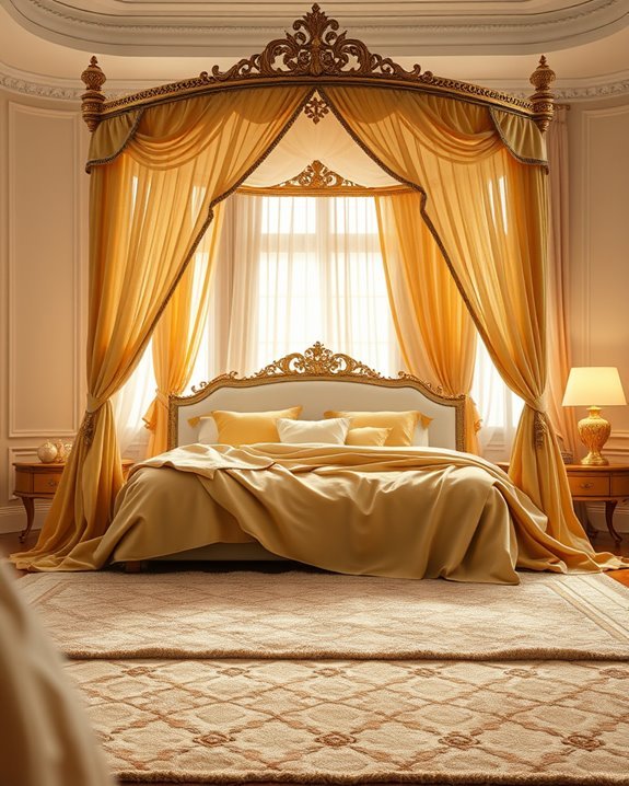 elegant gold bed canopies