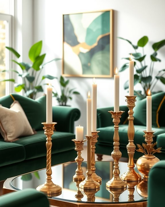 elegant gold candle arrangements