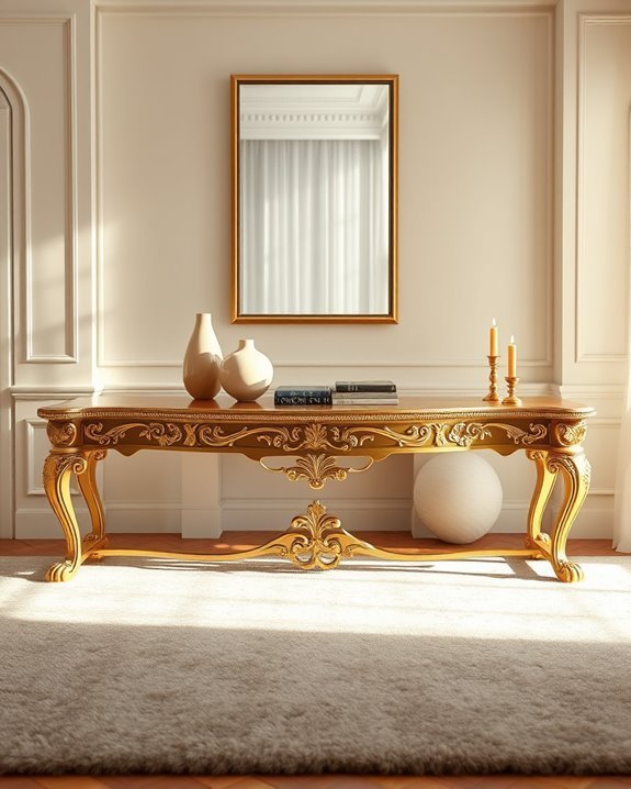 elegant gold console tables