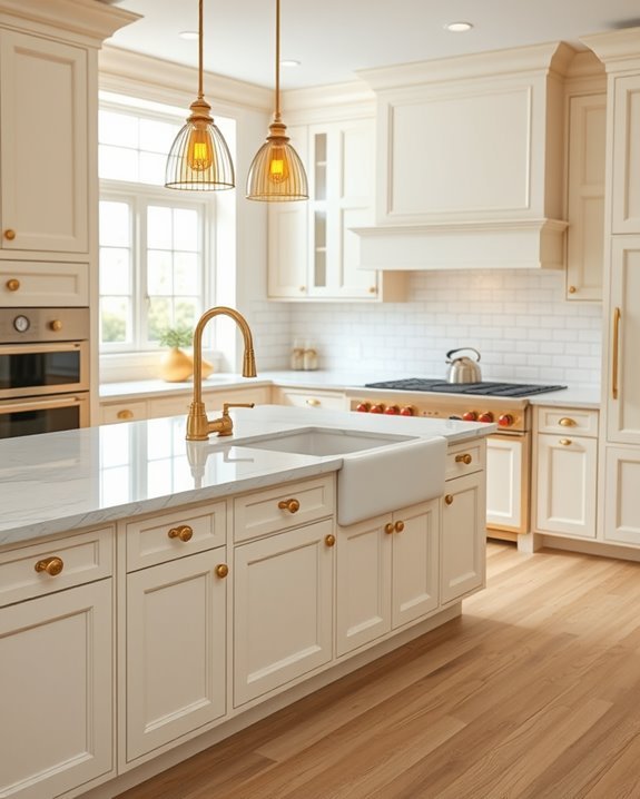elegant gold cream kitchen