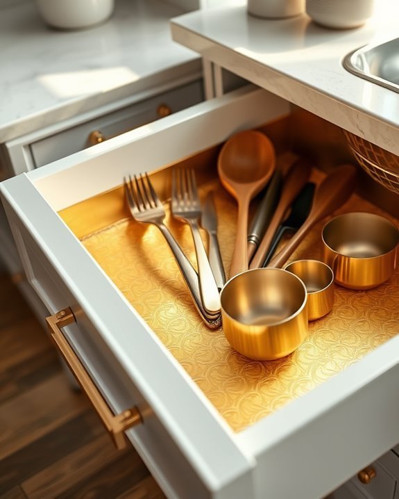 elegant gold drawer liners