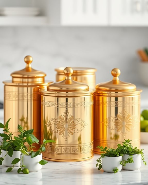 elegant gold kitchen canisters